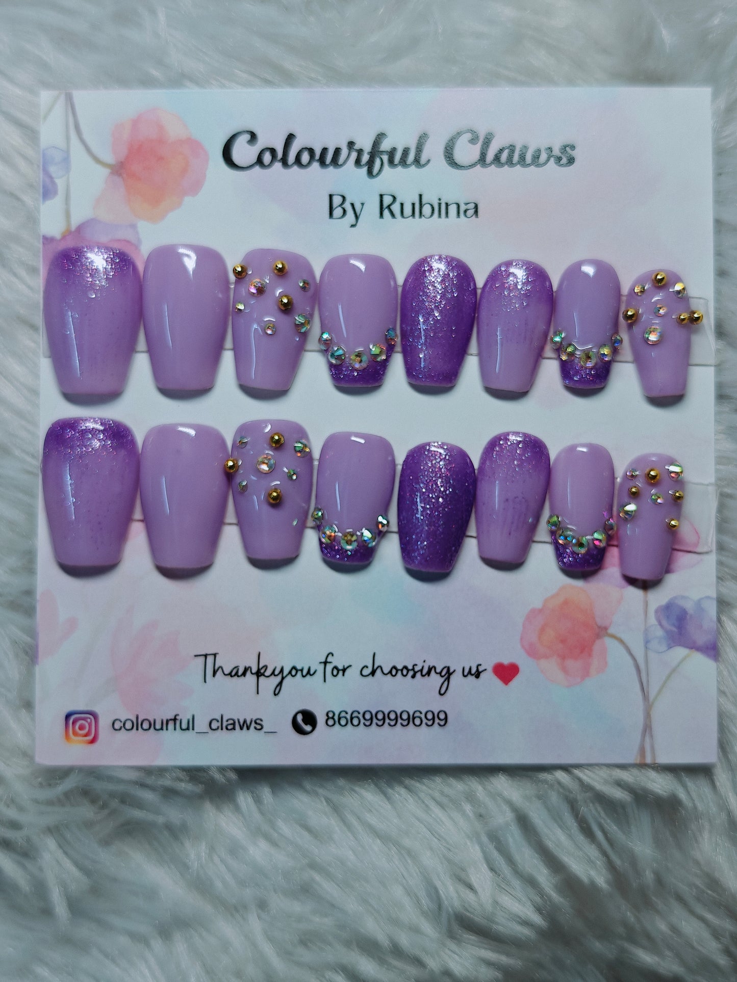 Coffin Purple With Purple Glitter Ombre Stones for Brides