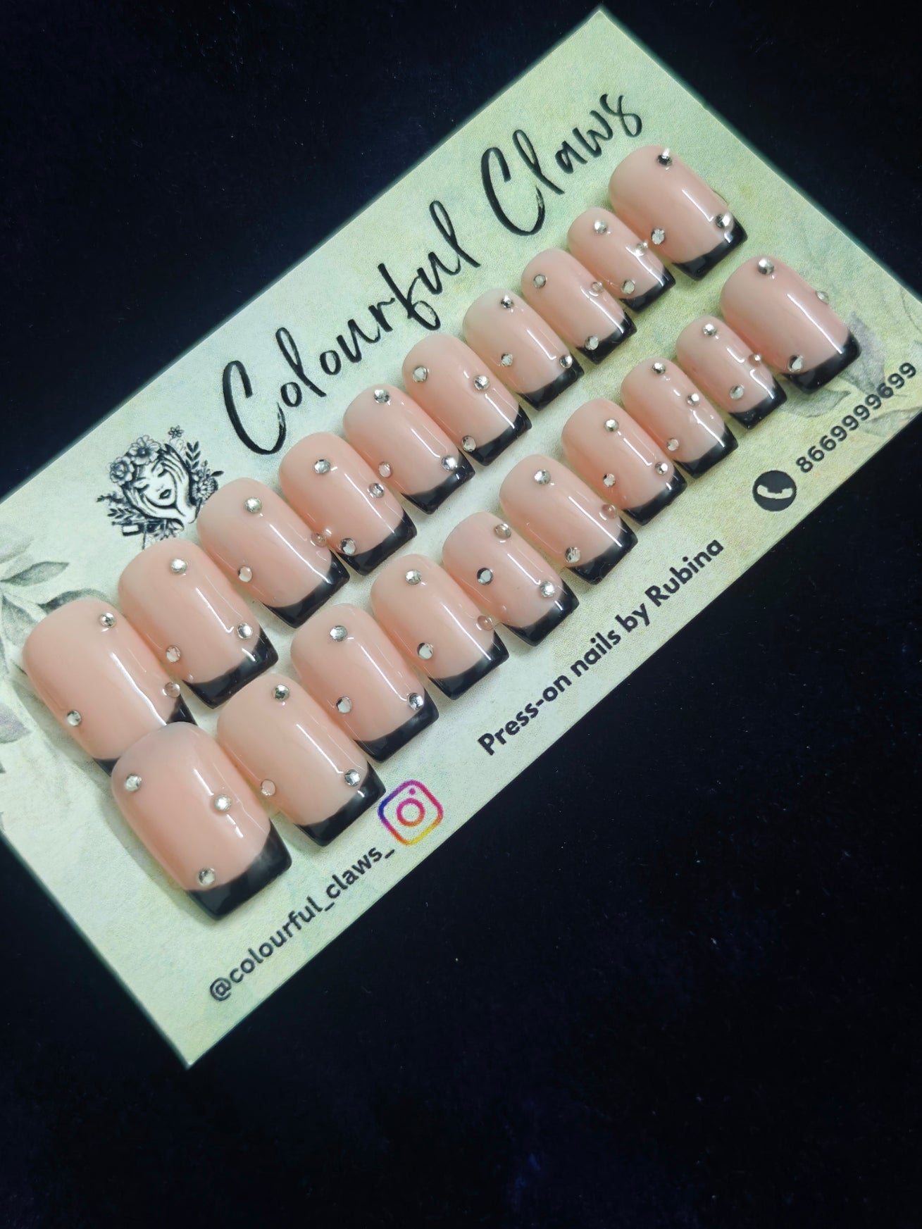 Black French With Rhinestone