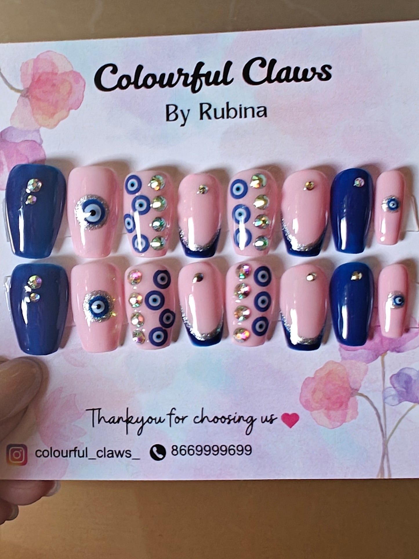 Coffin Blue And Pink With Evil Eye And Stones