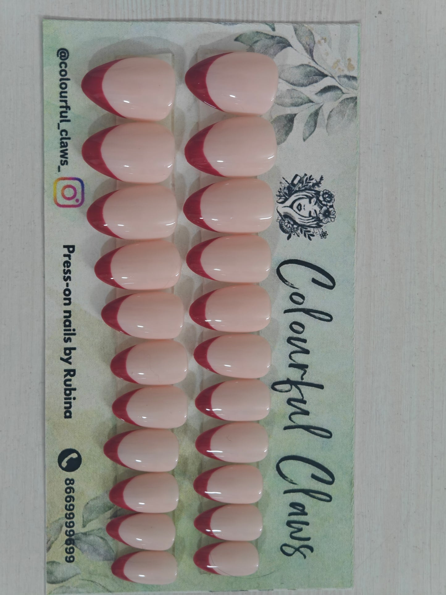 Short Almond Red French Nails