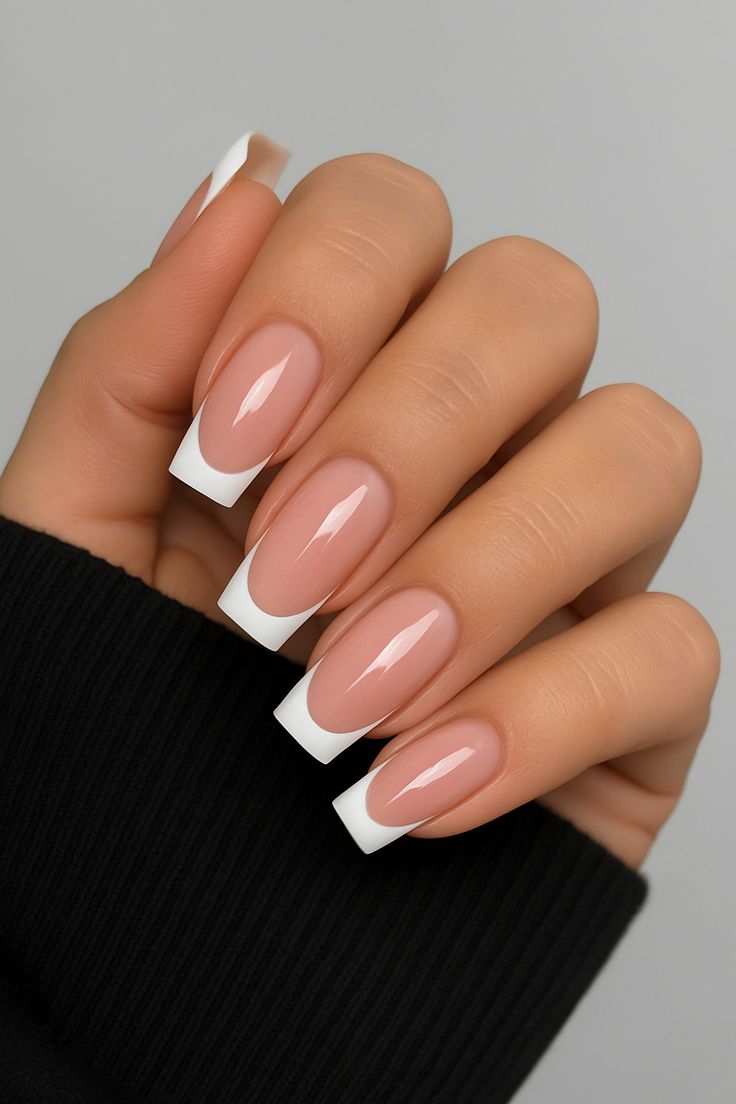 Square Classic French Nails