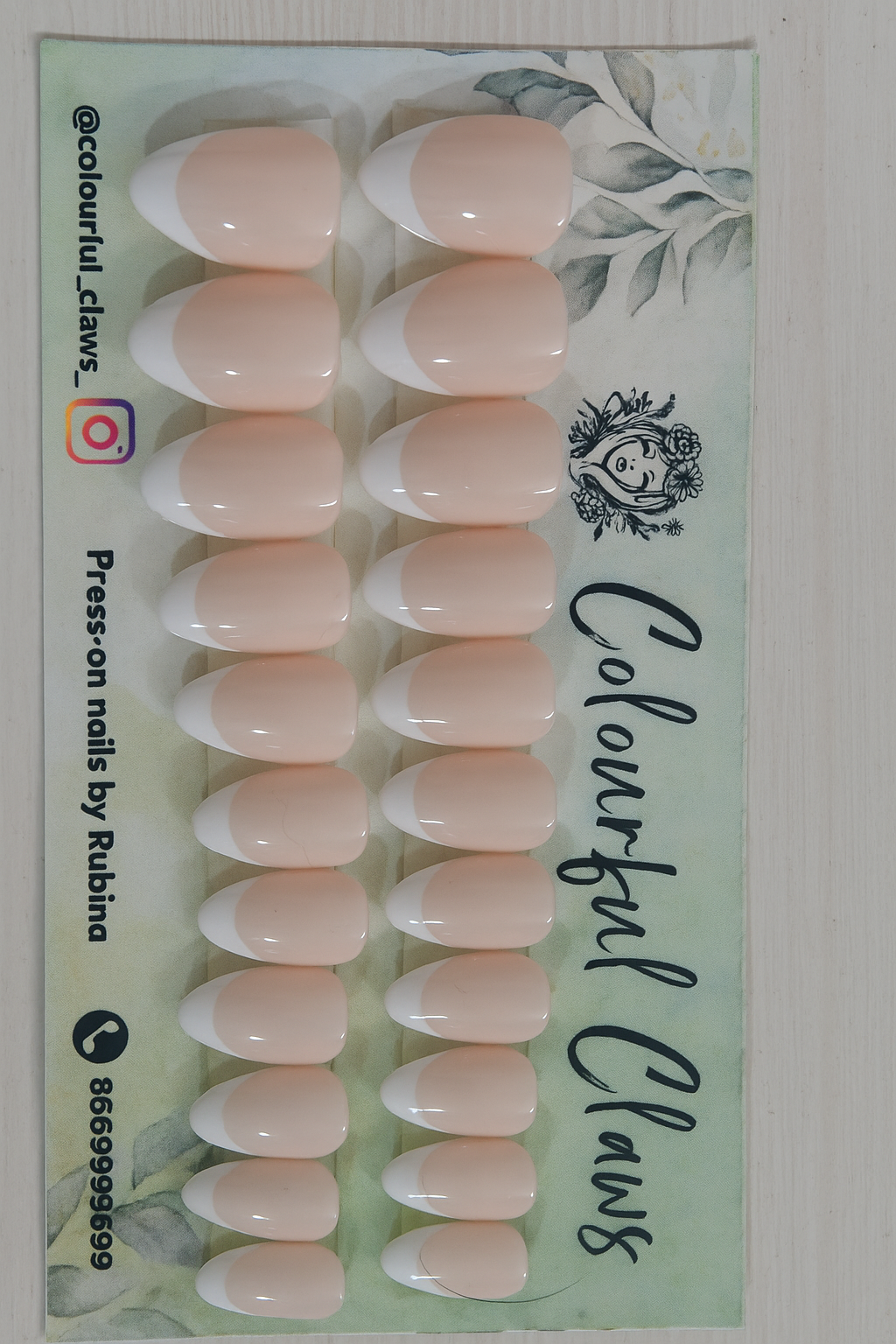 Short Almond Cream Base with White French