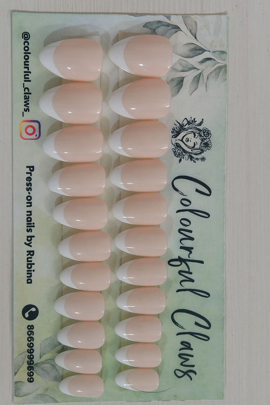 Short Almond Cream Base with White French